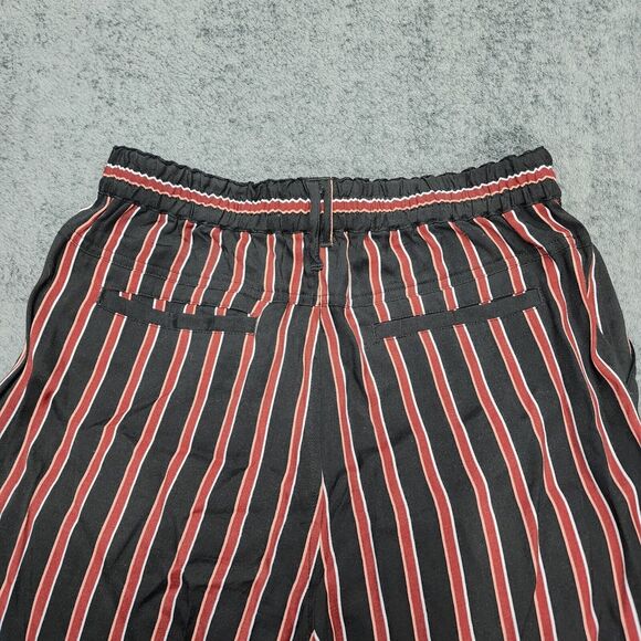 By Anthropologie Women's Red/Black Silky Striped Ankle Tie Jogger Pants Size S - Picture 3 of 10